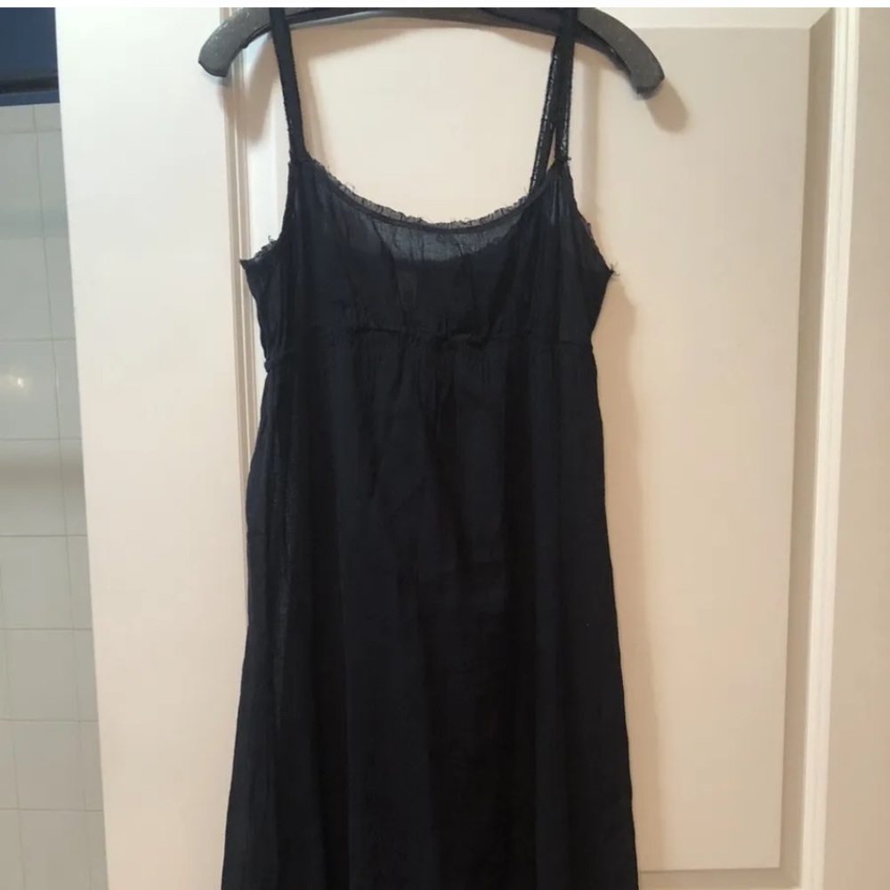 Dosa size 2, RARE long Navy Gauze Cotton empire waist slip dress,,